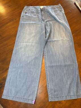 Chico's Light Wash Wide Leg Tencel Soft Denim Trouser Pants Size 2.5